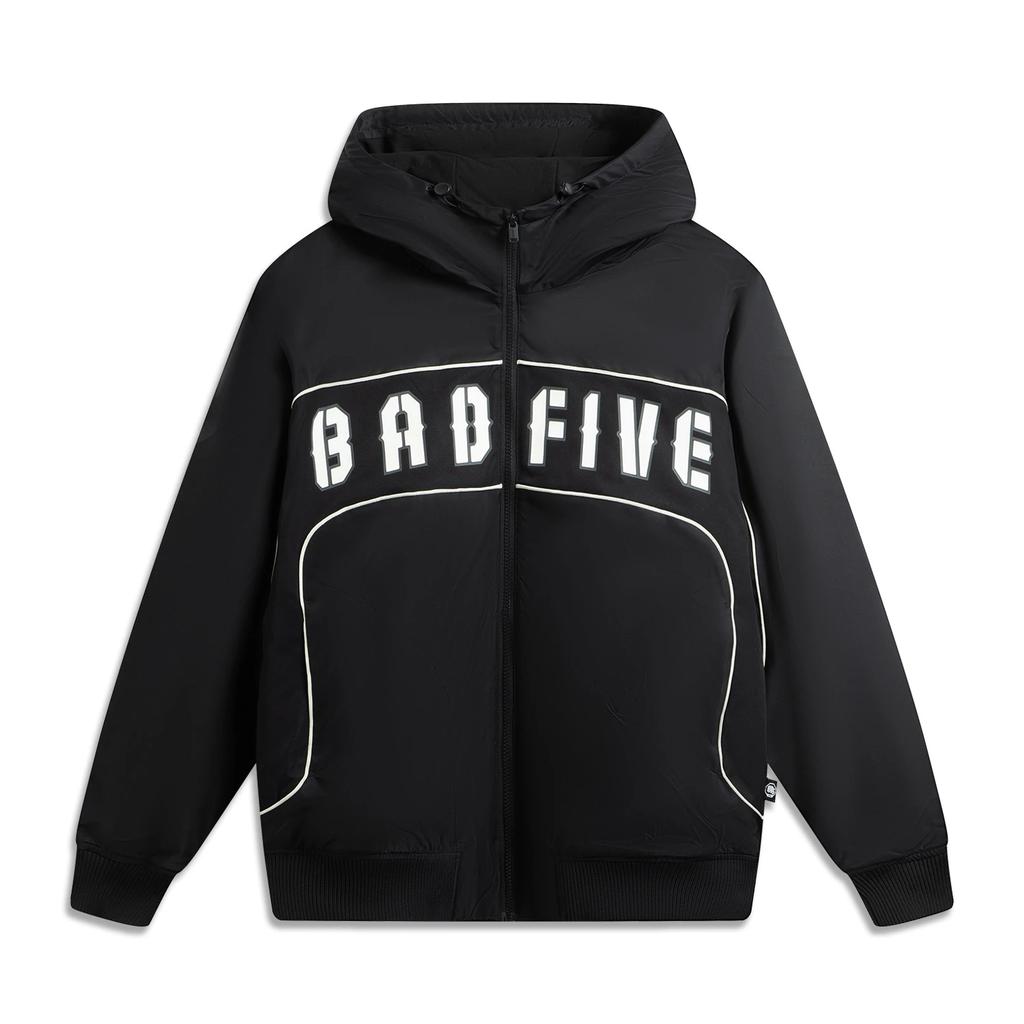 Li-Ning Мужская хлопковая куртка с капюшоном и молнией Badfive с буквенным принтом на спине jackets AJMW005-5