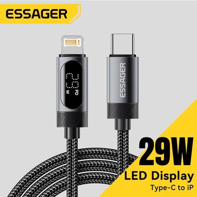 Essager Digital Display USB C кабель для iPhone14 13 12 11 Pro Max PD 29W быстрая зарядка Type C к Lighting кабель для iPad Macbook