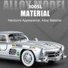 1/24 Scale BENZ 300SL Toys Cars Alloy Diecast Model 4 Doors Opened Front Wheel Steering Sound Light Vehices for Children's Gift