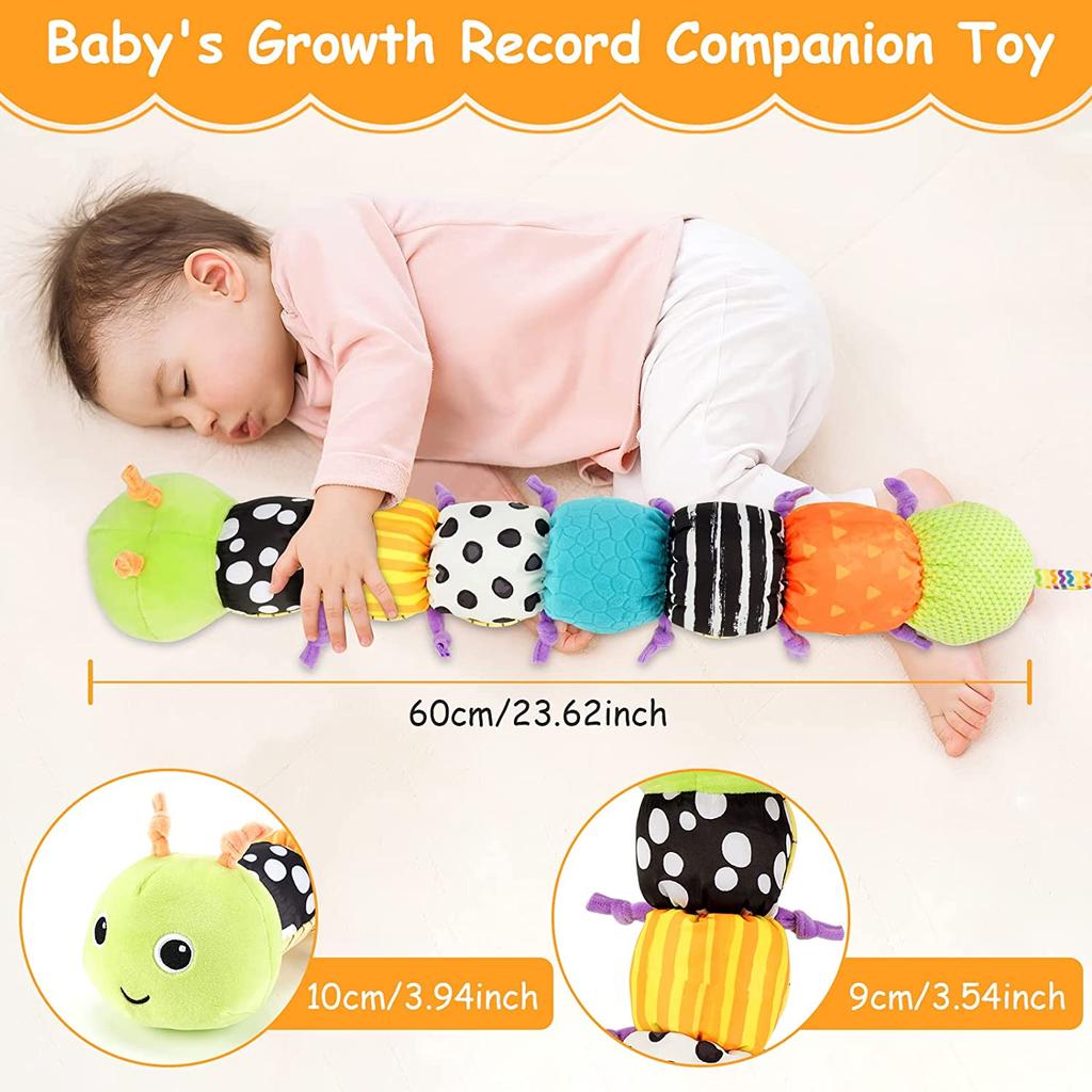 Musical Caterpillar Stuffed Animal Toys Infant Soft Plush Toy with Multi-Sensory Crinkle,Rattle & Textures for Babies 0-12 Months Newborn Children