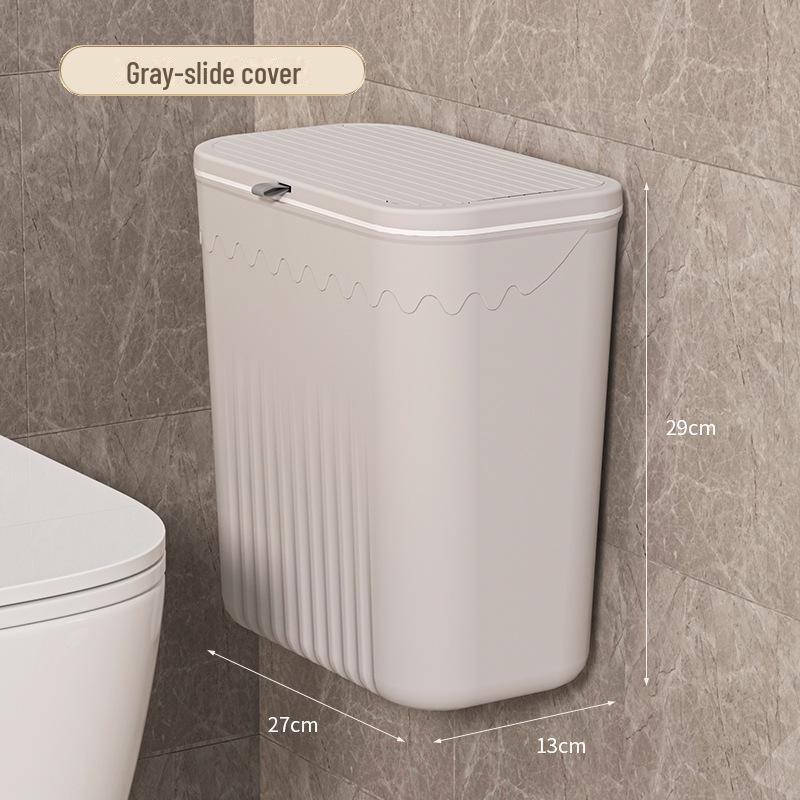 Punch-Free Wall-Mounted Trash Can with Lid - Large Capacity for Kitchen, Bathroom, or Living Room