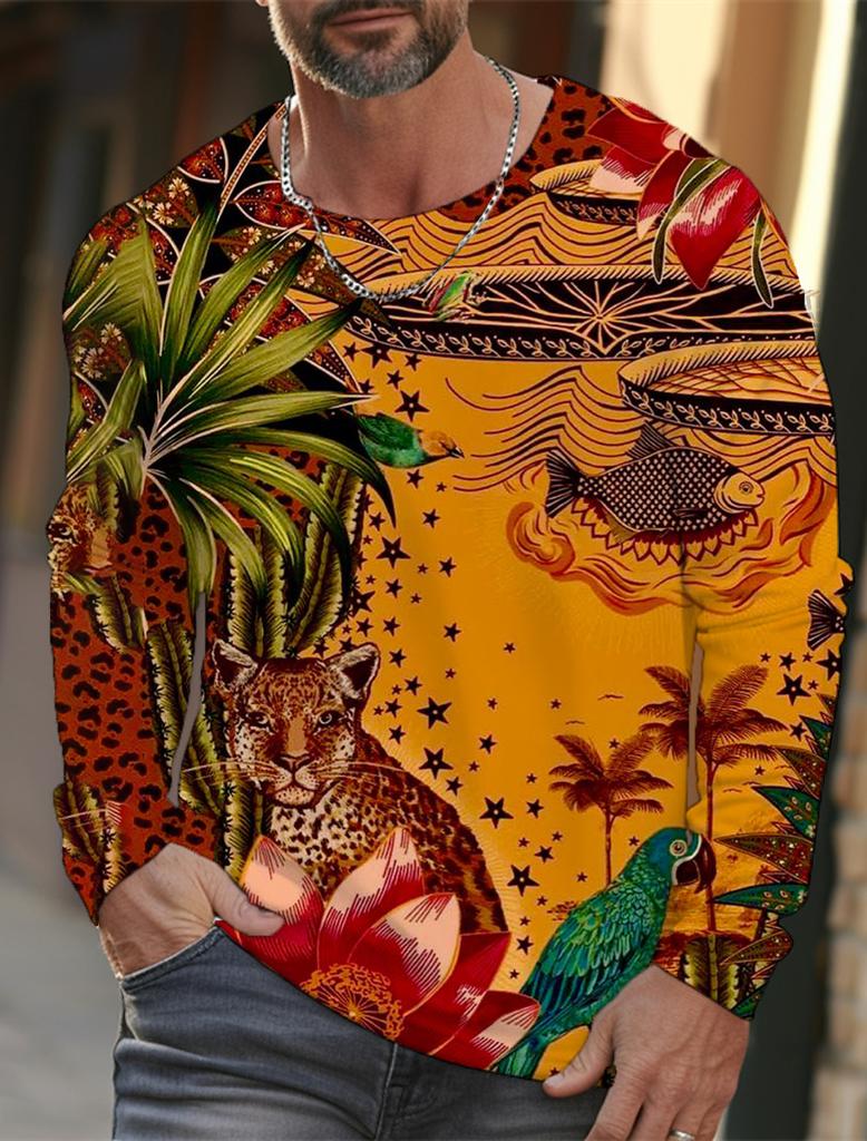 Мужская футболка с длинными рукавами, 3D-печать, HD-принт с леопардовым принтом, мужская футболка с длинными рукавами, осенние топы, повседневная домашняя одежда с круглым вырезом