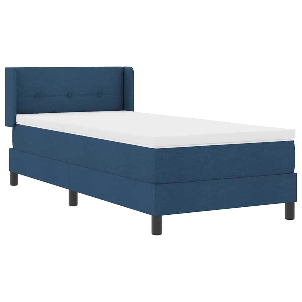 Box Spring Bed with Headboard Blue 190 x 90 cm Fabric