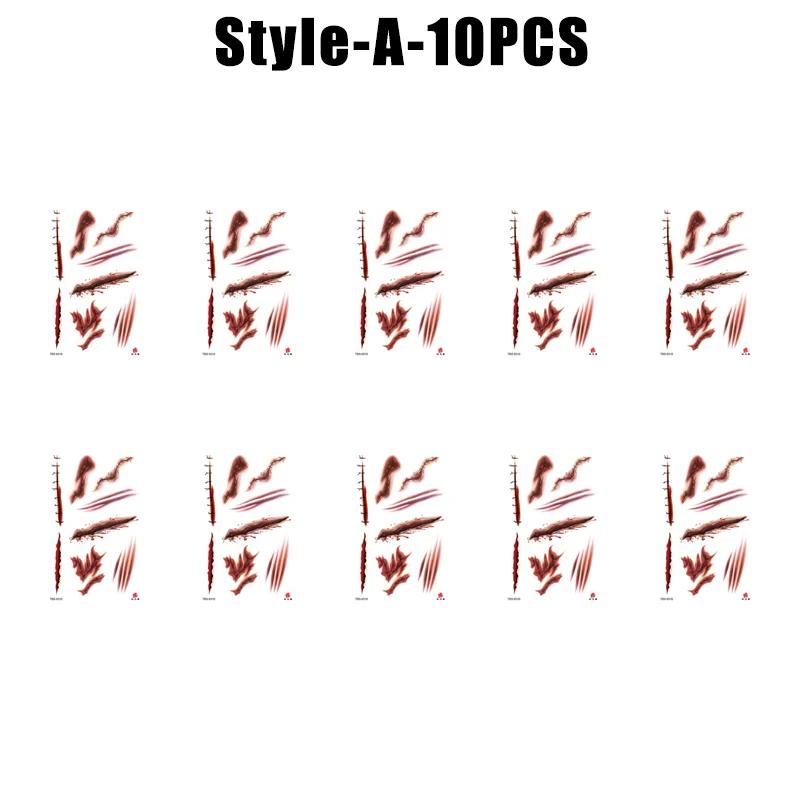 Хэллоуин Водонепроницаемые Временные Наклейки Татуировки Сексуальный Кровавый Макияж Зомби Шрам Татуировка Украшение Рана Ужас Кровь Наклейка