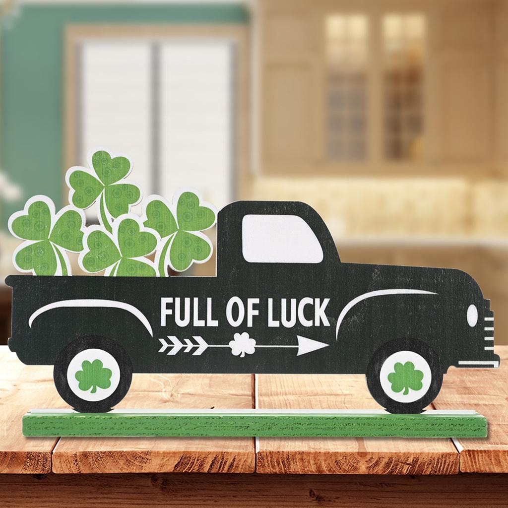 6pcs Wooden Table Sign Set 6 Patterns Lucky Clover Ornament Sincere Wishes For St Patrick Day Decor