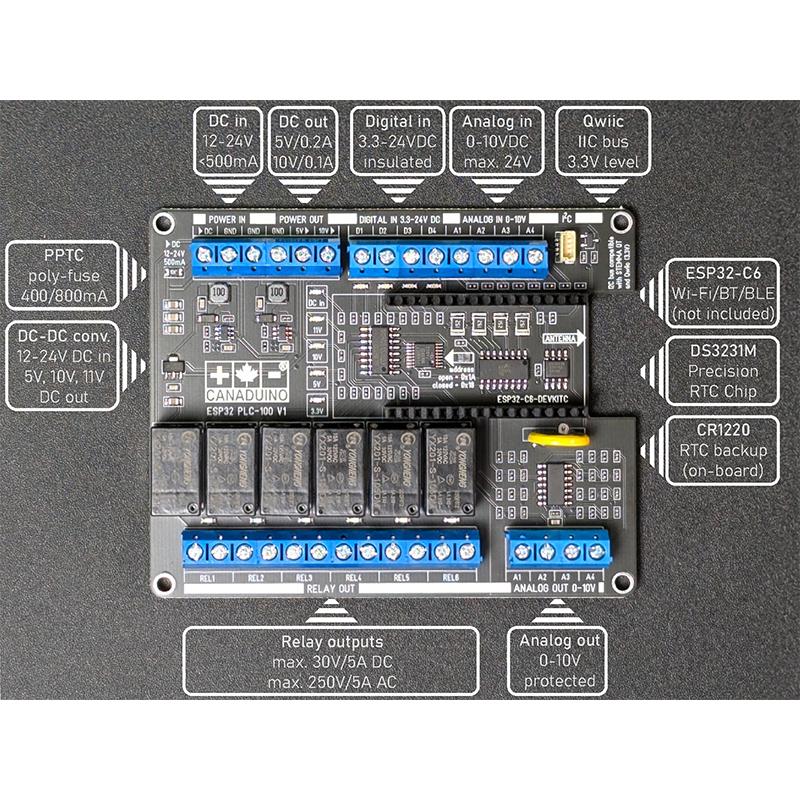 Плата разработки LIZAO ESP32 PLC-100 V1, Промышленная плата расширения для Espressif ESP32-C6-DevKitC