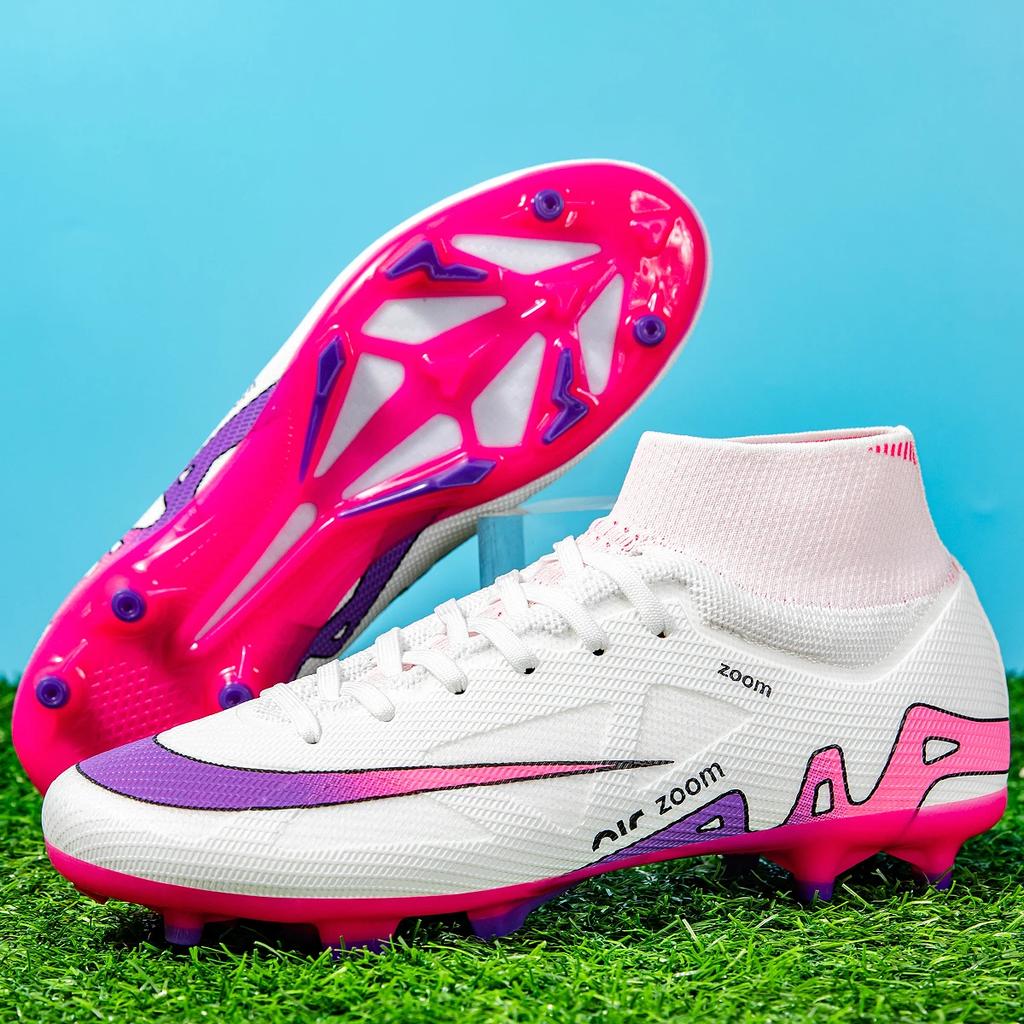 Новые мужские высокие футбольные бутсы, шипы для травы, нескользящие футбольные кроссовки для футзала, высококачественные, для матчей в зале и на улице, распродажа