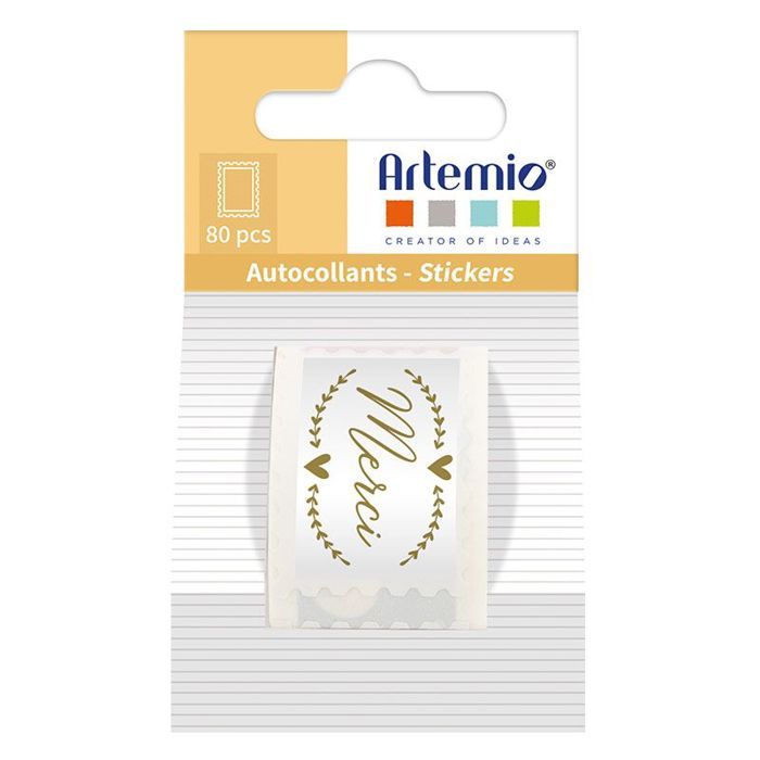 80 stickers Merci - 25 x 33 mm