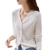 Cardigan Jacket Spring and Autumn Women's Solid Color Long-sleeved Sweater V-neck Knitwear
