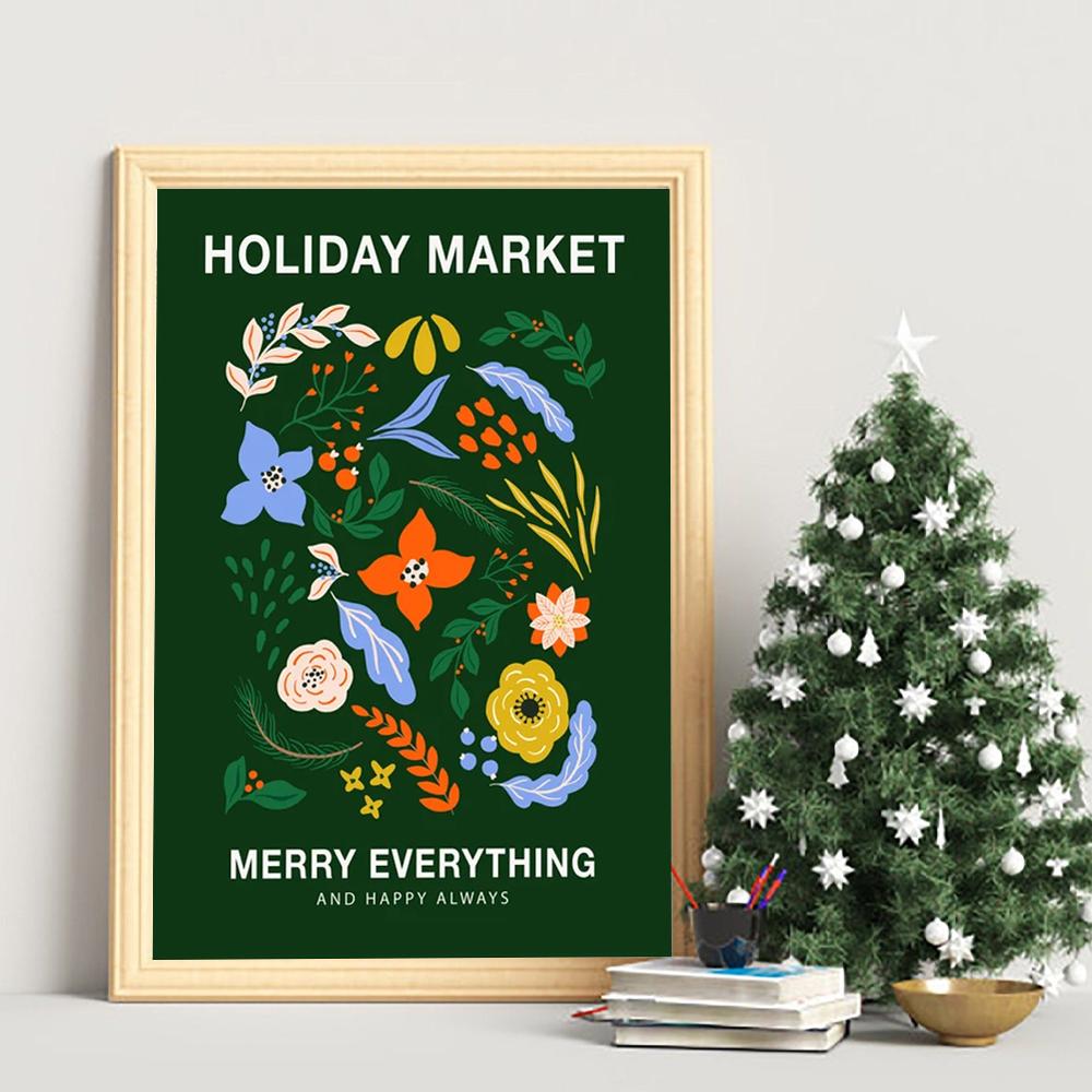 Christmas Tree Garland Bar Cheers Merry Poster Canvas Painting Nordic Wall Art Pictures and Prints Holiday Home Decor Frameless