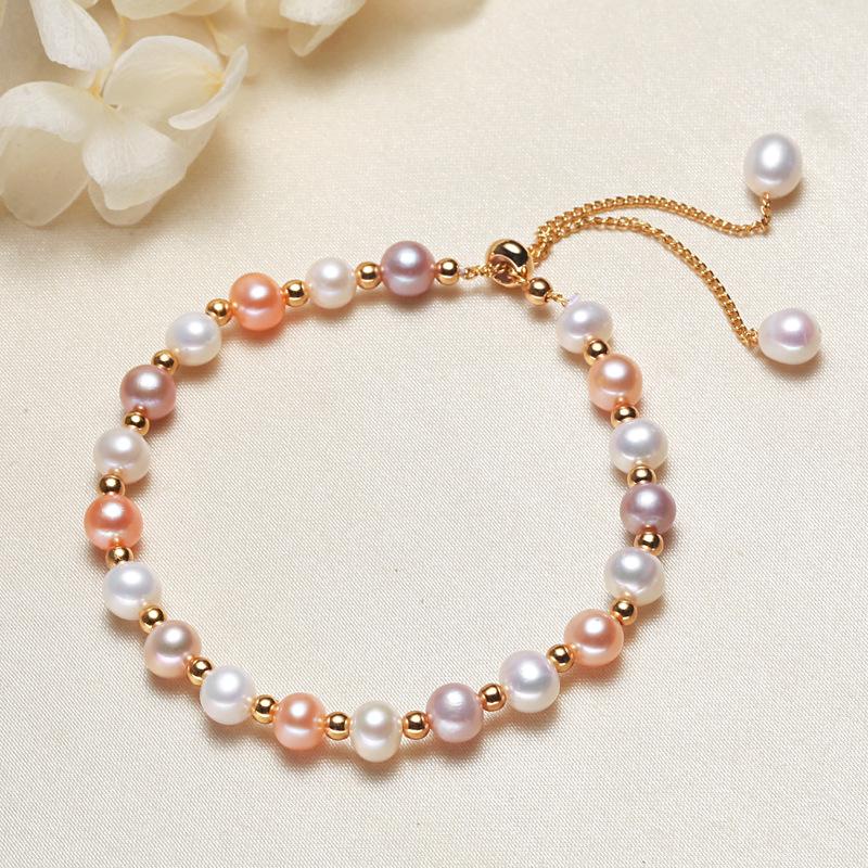 Small Jewelry Stall Bracelet Cross-Border 5Mm Near Round Pull-Up Pearl Bracelet