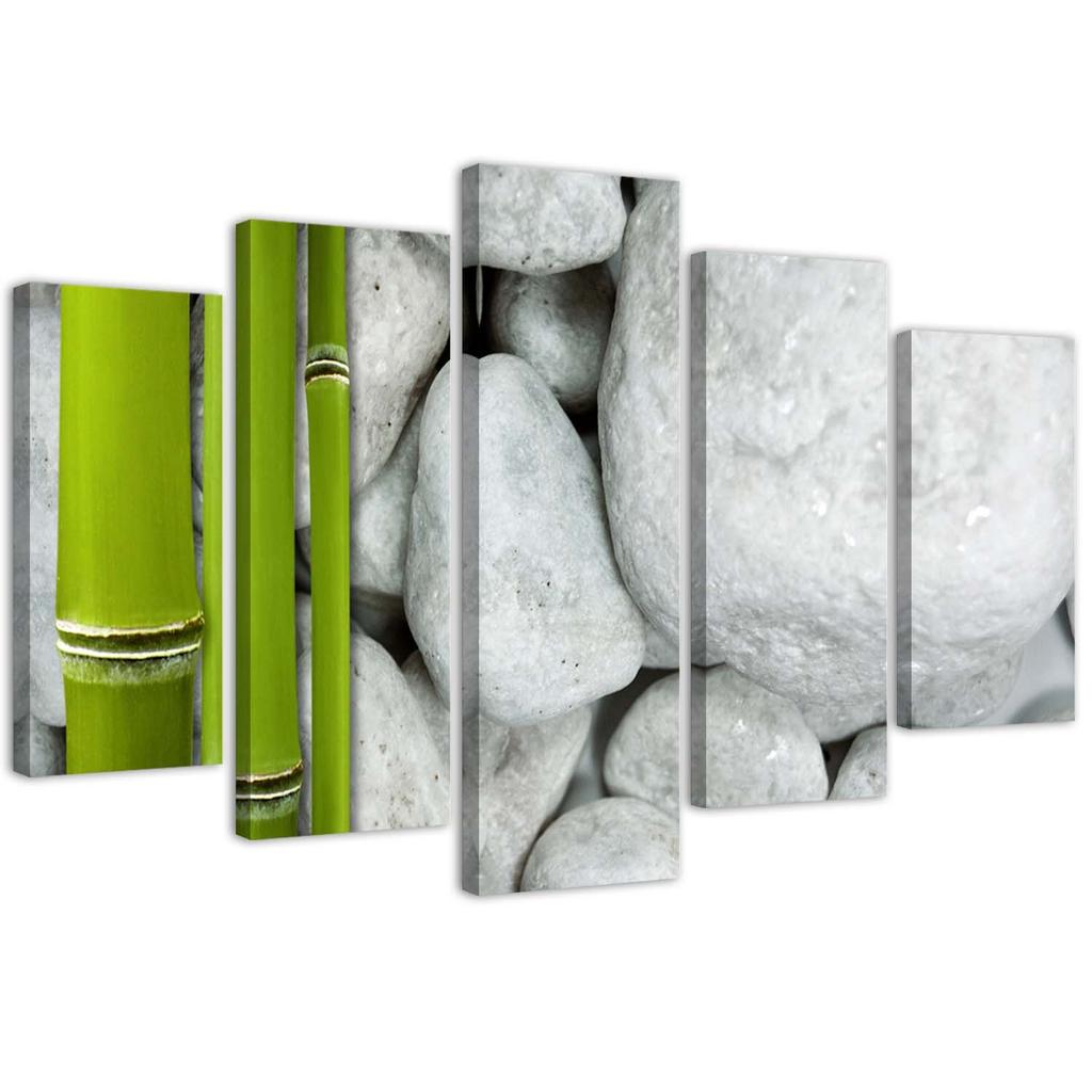 Five Piece Picture Canvas Print Zen Stones Bamboo Spa