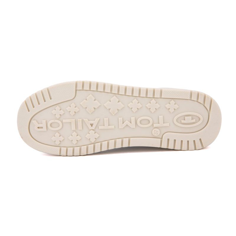 Женские серебристые кроссовки на шнуровке с кремовой подошвой от TOM TAILOR