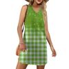 Женский летний повседневный сарафан без рукавов с V-образным вырезом и принтом в клетку для пляжного отдыха