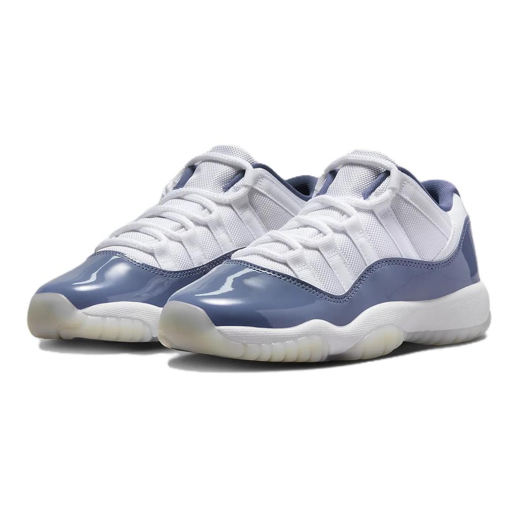 Кроссовки Air Jordan 11 Retro Low GS Diffused Blue Kids, белые, темно-синие, футбольные, серые FV5121-104