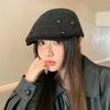 Hat Women Maillard Style Rivet Forward Hat Autumn and Winter Sweet and Cool Positive and Negative Two-watch Newspaper Beret British Retro Beret