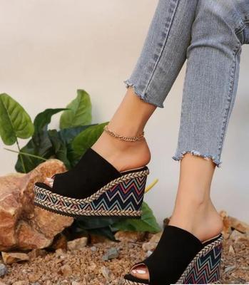 Шлепанцы на танкетке большого размера для женщин, водонепроницаемые шлепанцы с открытым носком для женщин