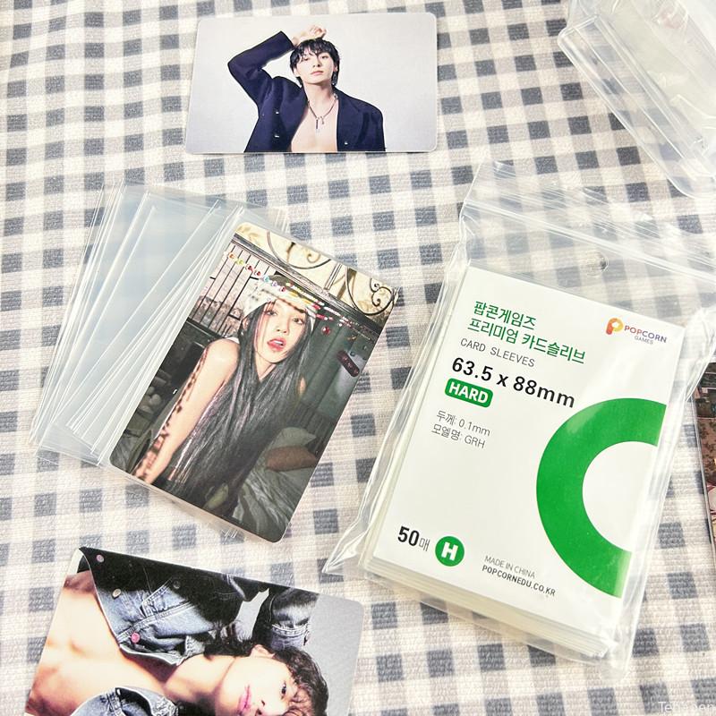 50 шт. конвертов для карточек из Кореи, прозрачные, бескислотные, без CPP, жесткие, 3-дюймовые, фотопленка, переплет, оригинальный держатель для фотокарточек, плоский держатель для карточек