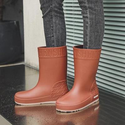 Женские водонепроницаемые нескользящие резиновые сапоги в корейском стиле с бархатной подкладкой для тепла