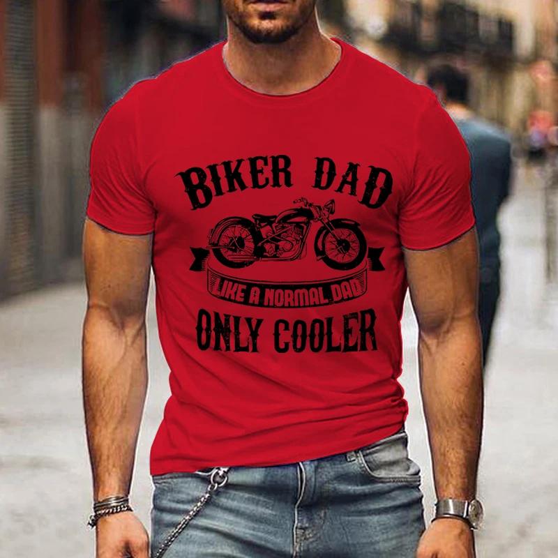 Футболка с графическим принтом Biker Dad Only Cooler для мужчин, летняя черная футболка с коротким рукавом в винтажном стиле, забавная модная футболка ко Дню отца для мужчин