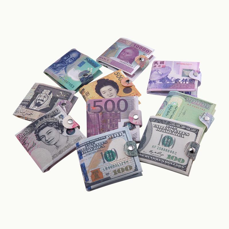 16 стилей, мужской кошелек, ультратонкий кошелек Billeteras Para Hombr, короткий кошелек с рисунком банкнот, унисекс, кошелек для монет, кошелек для женщин