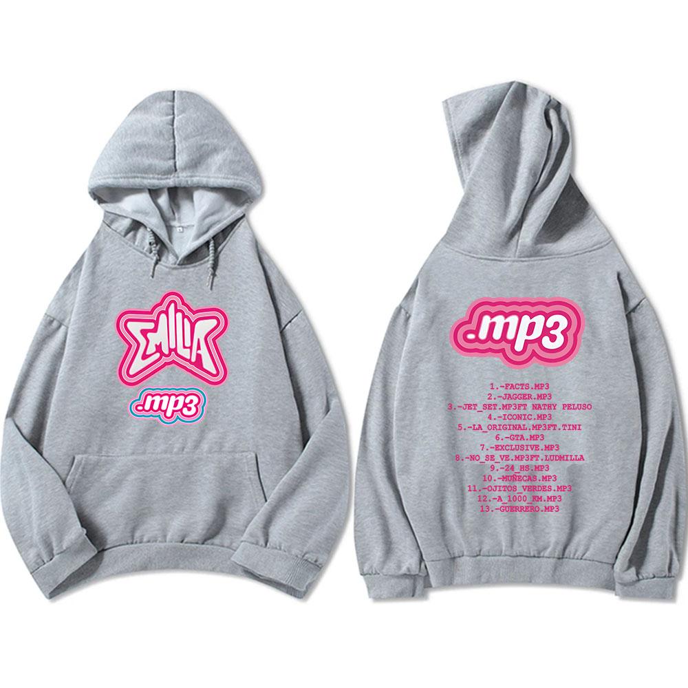 Men Clothes MP3 Emilia Mernes Hoodies Graphic Printing Sweatshirts Winter Casual Long Sleeve Sudaderas Pink Unisex Soft Hoodie