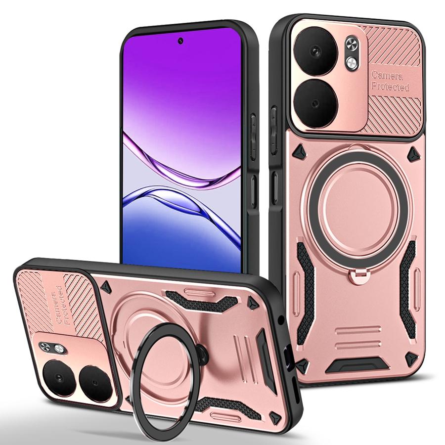 Бронированный противоударный магнитный чехол для OPPO Reno 13 13F 14F A5 5G A5X Realme 14 Pro Plus 14X C75 с держателем-кольцом для автомобиля