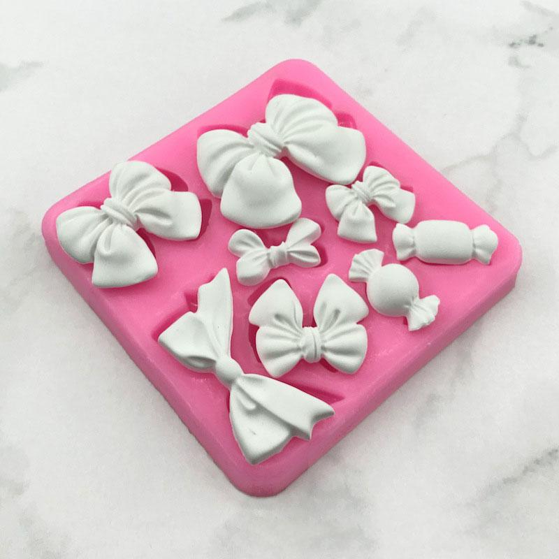 Cute Cartoon Bow Knot Resin Art Molds Silicone Fondant Mould Cake Decoration Tools Pastry Kitchen Baking Accessories Set