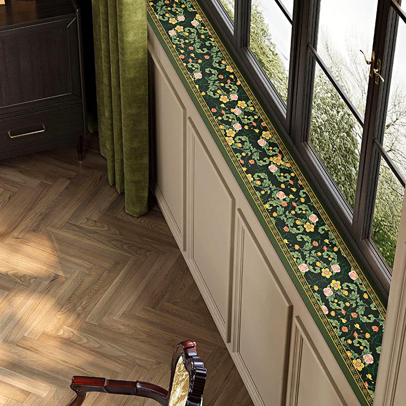 1шт. Защитный чехол для подоконника, элегантный коврик для подоконника, водонепроницаемый, цветочный узор, нескользящий, домашний декор, пылезащитный чехол, защита от солнца