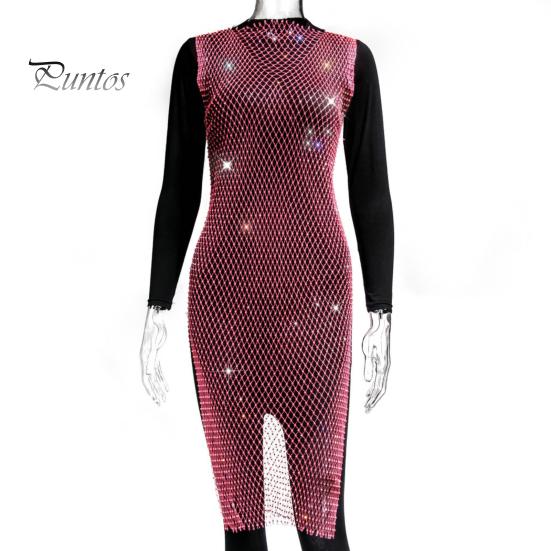 Блестящее ажурное платье со стразами, женское сексуальное пляжное платье с разрезом по бокам, без рукавов, блестки, юбка-бикини для вечеринки