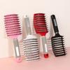 Свиная щетина, большая пушистая форма, парикмахерская пластиковая изогнутая полая расческа с параллельными ребрами для волос