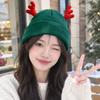 Soft Reindeer Antler Hat Warm Deer Horn Beanie Party Knit Beanie Cap  Outdoor