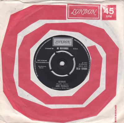 7-дюймовая пластинка ЭНН ПИБЛЗ - Осторожно HLU10484 London Records 1975 UK Соул/Фанк Б/У