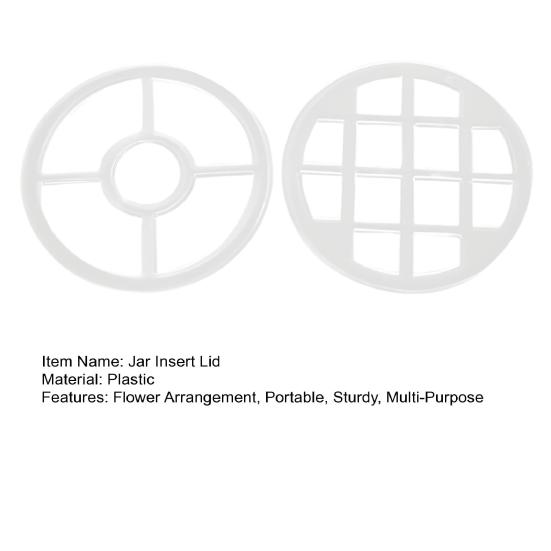 2 Pcs Mason Flower Jar Insert Lid for Wide Mouth Mason Canning Jars Plastic Mason Grid Flower Organizer Lid Insert Mason Jar Lids with Straw Hole