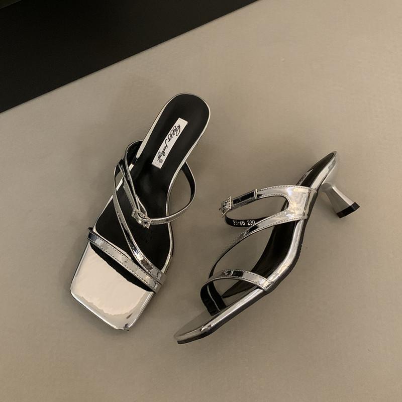 Мода Bailamos 2025 Лето Новинка Бренд Женские Шлепанцы Мода Открытый Носок Слипоны Слайды Женские Элегантные Тонкий Высокий Каблук Туфли-лодочки Слайды Му