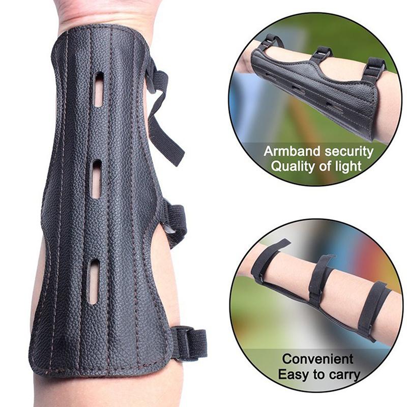 Leather Archery Equipment Arm Guard 3 Straps Protection Forearm Safe Adjustable Bow Arrow Hunting Shooting Training Accessories