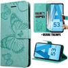 Case - Booling - for Samsung Galaxy A53 5G - Green PU Leather - Butterfly Pattern - 2 9H Tempered Glass