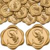 100 Pack Letter S Wax Seal Stickers - Antique Gold Botanical Leaves Initial Alphabet Self-Adhesive Wax Stickers for Wedding Part