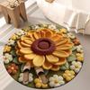 Floral Plush Diatomaceous Earth Floor Mat 3D Visual Flower Pattern Diatom Mud Floor Rugs Non-Slip Absorbent Bath Mat for Bedroom Kitchen Entrance