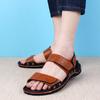 2024 Summer Men Khaki/reddish Brown Sandals Leather Quality Beach Slippers Casual Shoes Flat Outdoor Beach Shoes Big Size 38-48
