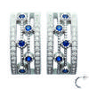 [L6280] - Silver Half-creoles 'Sissi' Blue White Silver (rhodium-plated) - 15x7 Mm