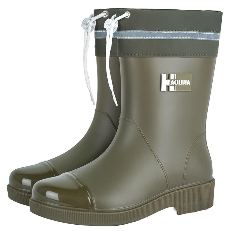 Модные уличные женские резиновые сапоги, широко используемые нескользящие водонепроницаемые сапоги до середины голени