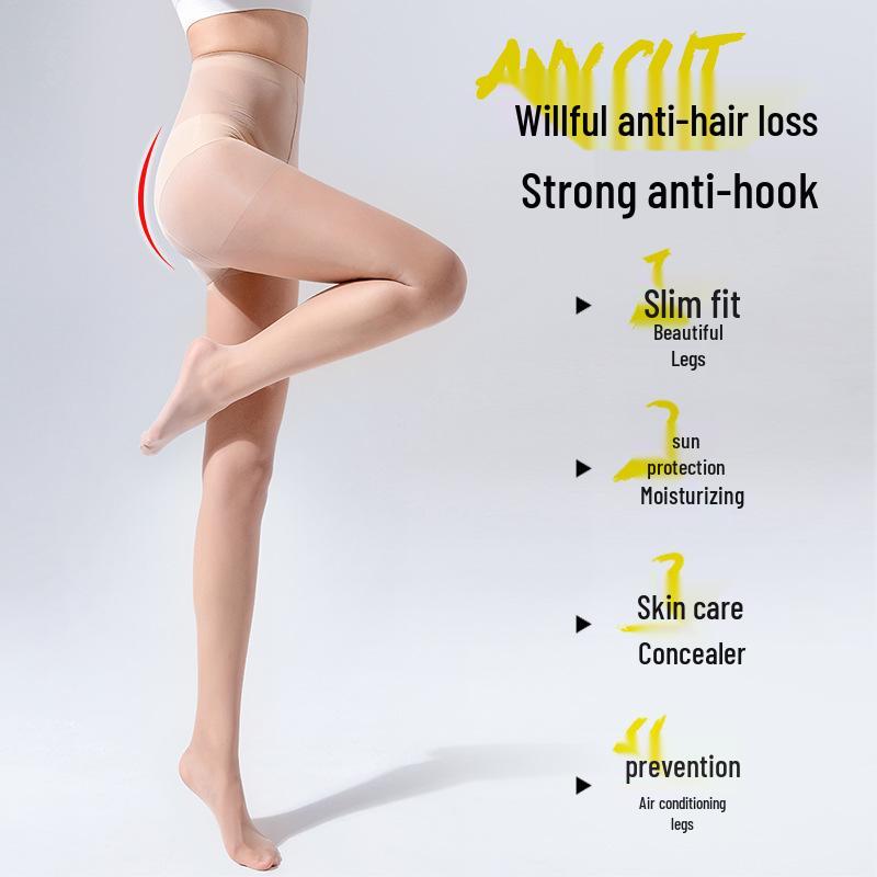Женские ультратонкие колготки против зацепок - телесные/черные, большого размера, весна/лето