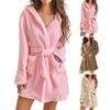 Plush Bathrobe Belt Sleepwear Lightweight Lady Warm Hooded Flannel Winter Pajamas for Sleeping