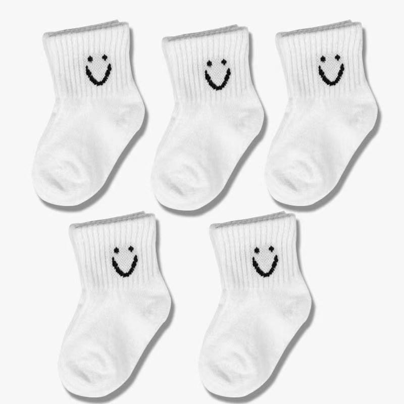 5pairs/set Baby Cartoon Pattern & Solid Color Socks