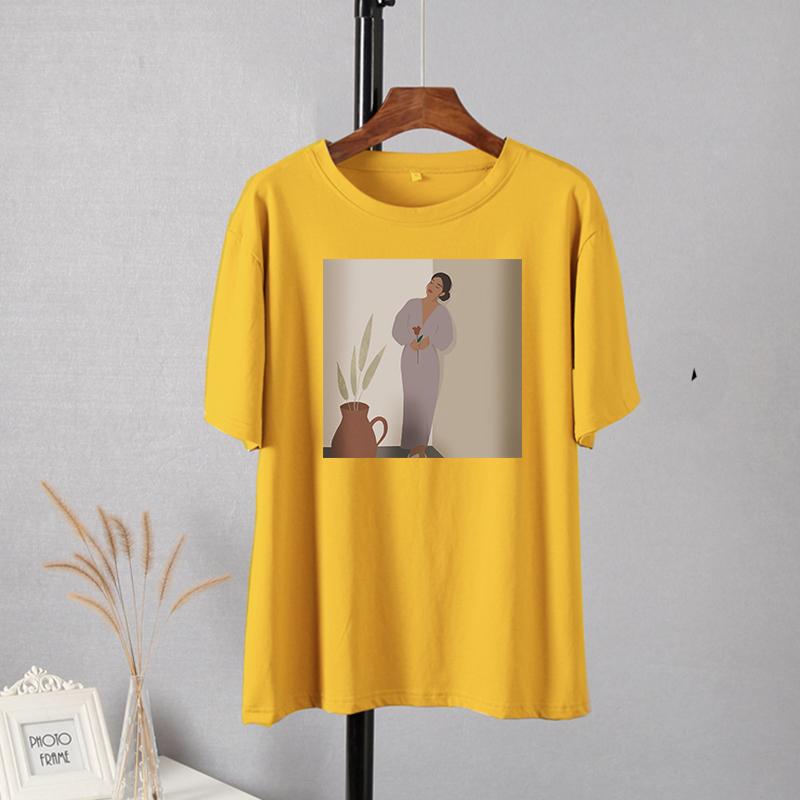 Hirsionsan элегантные мягкие футболки с рисунком женские летние повседневные базовые футболки с короткими рукавами женские корейские универсальные топы из 100% хлопка