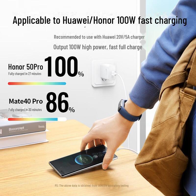 Кабель UGREEN Type-C для быстрой зарядки мощностью 100 Вт, 6 А, для Huawei Mate50/40Pro и Honor