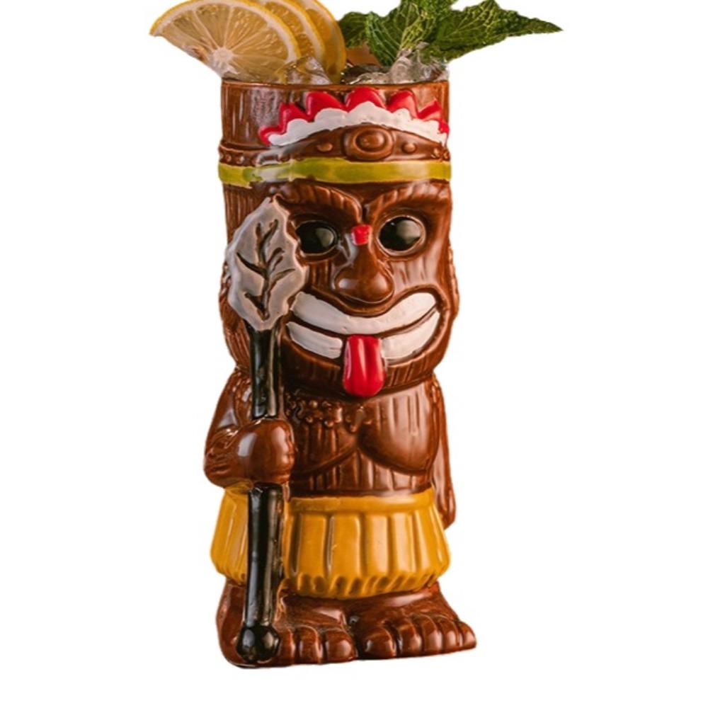 Ethnic Style Ceramic Tiki Mug Funny Beer Beverage Cup Creative Beach Theme Mug  Camp