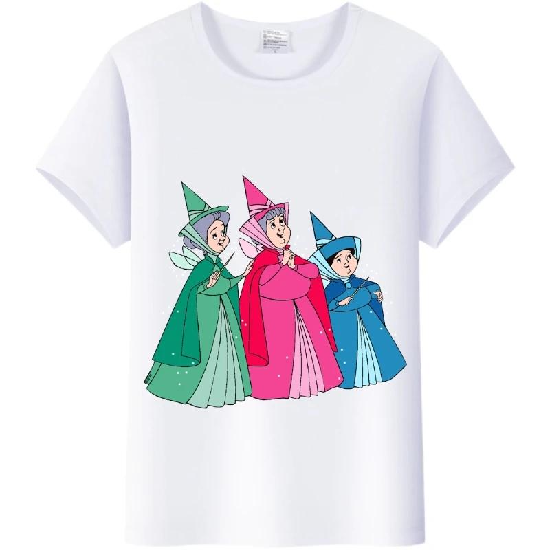 Vintage Cartoon Sleeping Beauty Summer Tee Villains Maleficent Tops White T-Shirts 90S Clothes Gothic Blouse Unisex