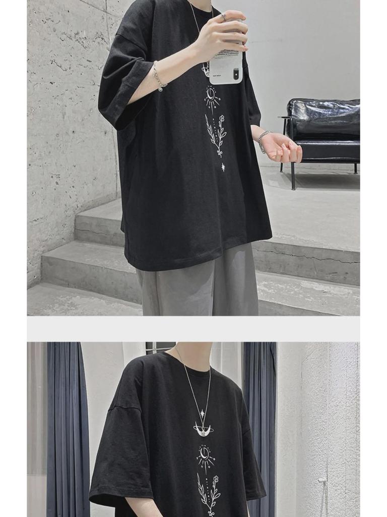 Мужская футболка свободного кроя с короткими рукавами и графическим принтом в стиле Harajuku BF